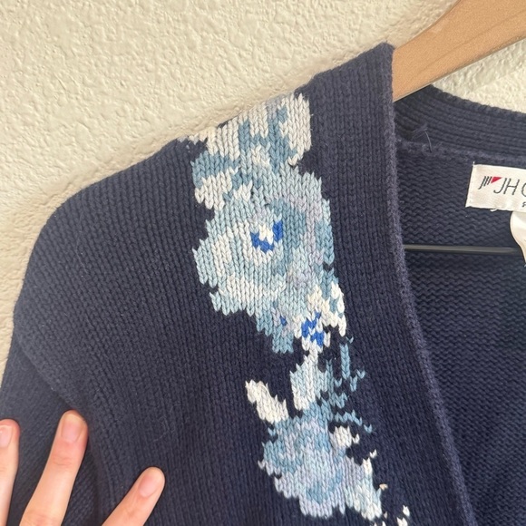 VTG 90's JH Collection Womens Petite Small Floral Cardigan Knit Grannycore Boho - Picture 3 of 7